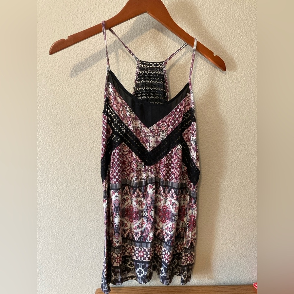 Maurices Pink and Black Asymmetrical Embellished Camisole
